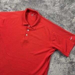 Nike Golf Polo Shirt Mens Extra Large Red Dri-Fit Performance Athletic Swoosh